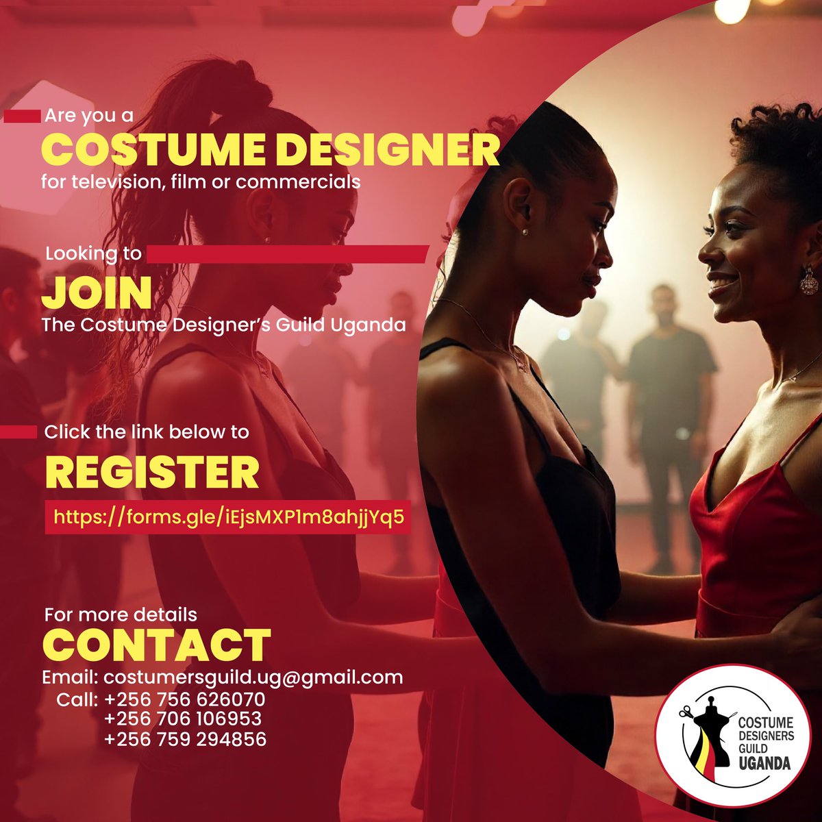 costume_guild's tweet photo. Calling all costume designers, stylists &amp; creatives!
Be part of the Costume Designers Guild Uganda and connect with a growing community of professionals shaping the industry.
Register now through the link in Bio and secure
your place in the guild.
# https://t.co/qJOXuw9rKM https://t.co/HWn9iwLs1R