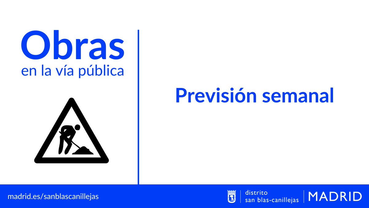 🔊 Algunas calles de #SanBlasCanillejas estarán afectadas esta semana por las obras que se van a realizar por la DG de Conservación de Vías Públicas 🚧

📆 Trabajos previstos del 8 al 14 de septiembre de 2025

👁  Consulta las calles afectadas 👇👇 
informate.madrid.es/c6fer33
