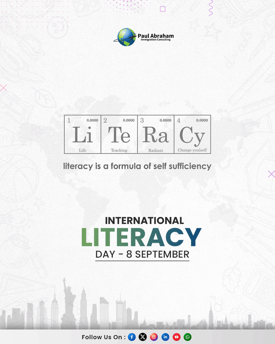 Literacy opens doors to opportunities, just like immigration does. At PAIC, we believe knowledge is the passport to a brighter future. 🌍✨
.
.
.
#InternationalLiteracyDay #PAIC #MoveToCanada #ImmigrationConsulting #literacyday