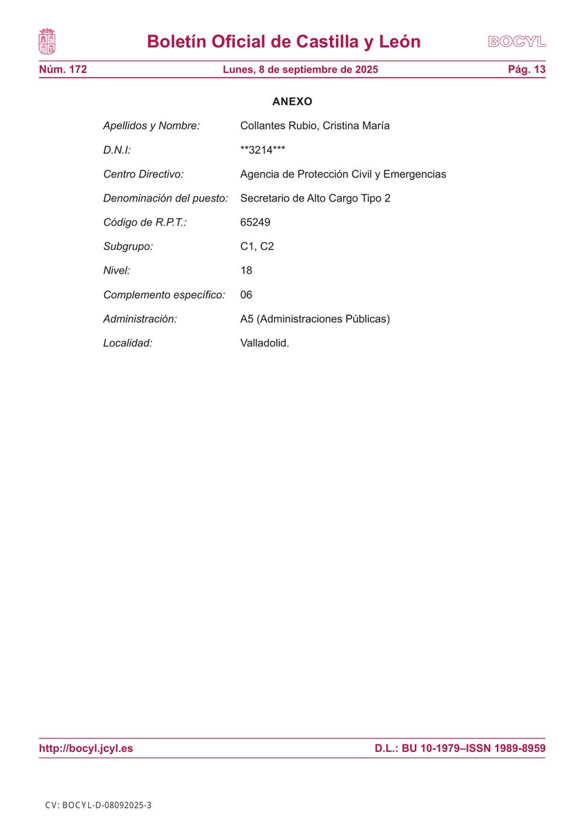 🏛 CONSEJERÍA DE MEDIO AMBIENTE, VIVIENDA Y ORDENACIÓN DEL TERRITORIO

📰 ORDEN MAV/982/2025, de 29 de agosto, por la que se resuelve convocatoria pública para cubrir, mediante el sistema de libre designación, el puesto de trabajo que se cita.

📎 bocyl.jcyl.es/boletines/2025…