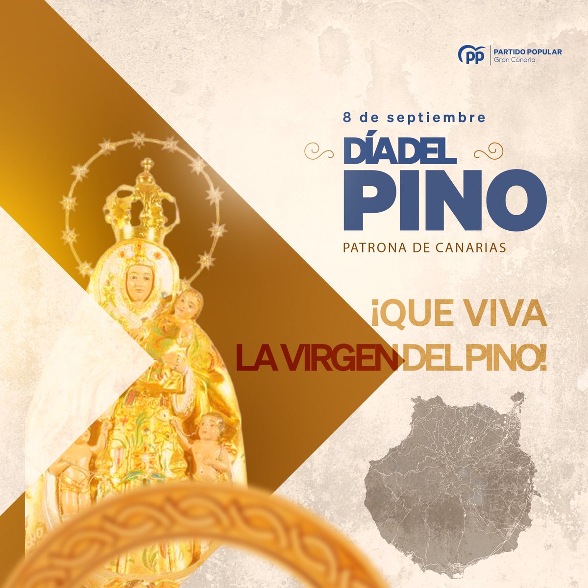 Hoy Gran Canaria se une en devoción a nuestra patrona, la Virgen del Pino.

Un día de fe, tradición y orgullo compartido que nos recuerda la fuerza de nuestras raíces.

¡Feliz día, grancanarios!
