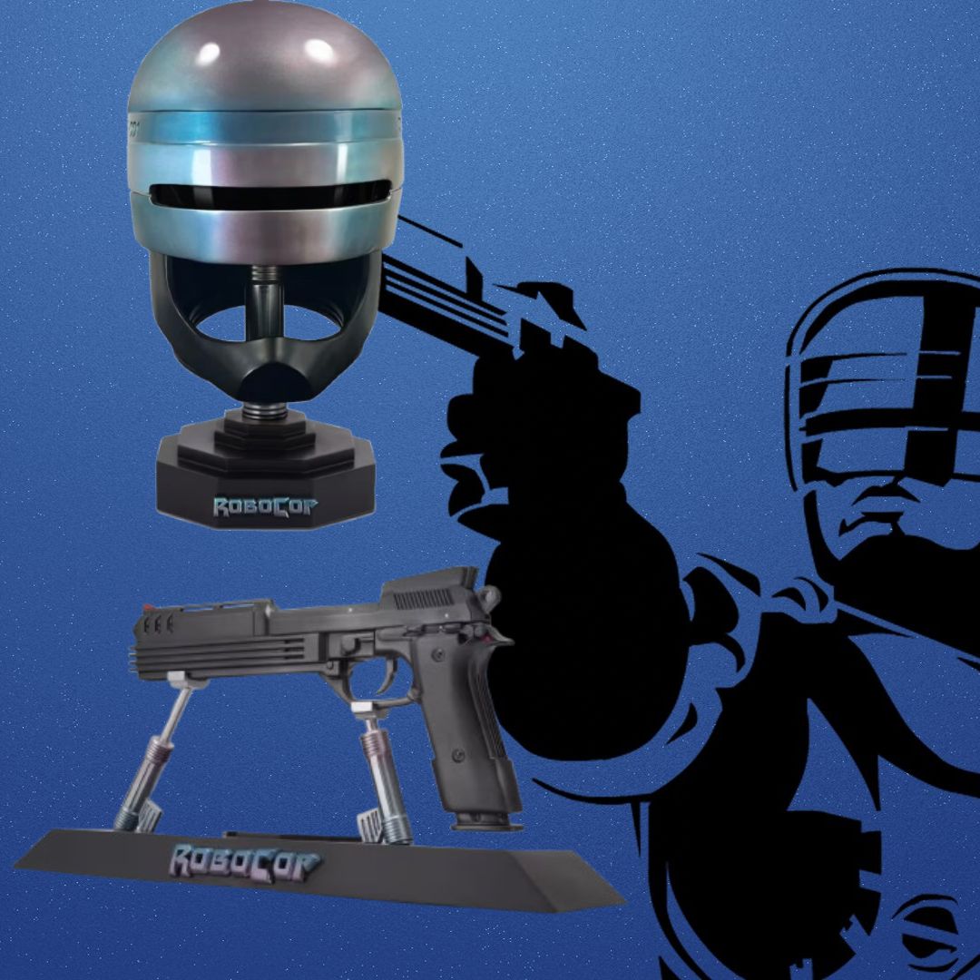 zavvi's tweet image. Take home these Robocop prop replicas, you have 20 seconds to comply...

Life-sized replicas of the helmet and Auto-9 weapon from the satirical sci-fi are on the way from Hollywood Collectables!

Pre-order on our site now &amp;gt;&amp;gt;&amp;gt; zavvi.com/franchises/rob…