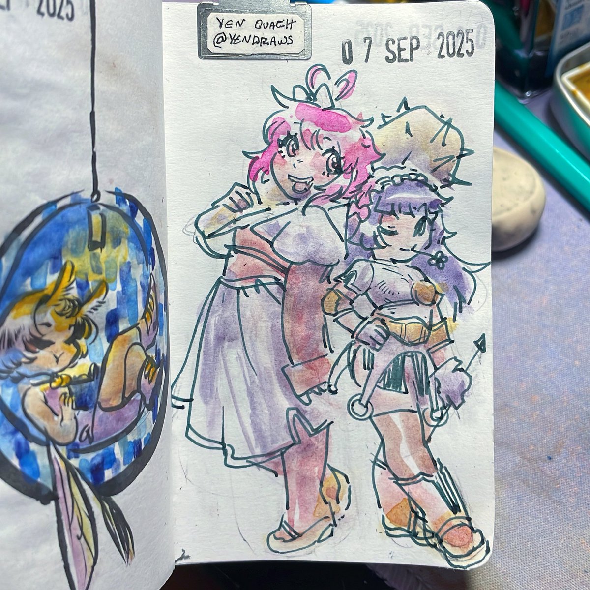 Certified trouble makers 

🖋️TWSBI eco m nib, Diamine forever ink
🗒️ Kokuyo business paper 
🎨 Holbein watercolors 
🌟 #draweveryday #ded2025