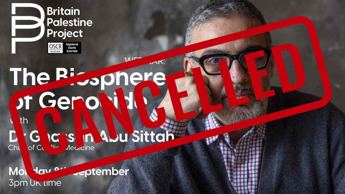 BritPalProject's tweet image. 📢 Event Update

We regret to announce that our event with Dr. Ghassan Abu-Sittah, scheduled for Monday 8th September at 3pm UK time, has been cancelled.

We deeply value this important conversation on the devastating health impacts of war, and we are working to reschedule as…