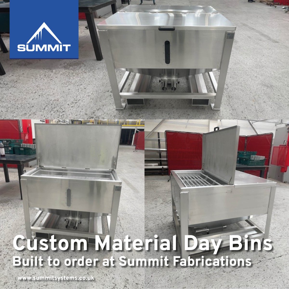 We’ve just completed a special build aluminium storage bin – designed with fork channels for easy handling and a bespoke take-off box for seamless material flow.

👉 Get in touch: hello@summitsystems.co.uk

#PlasticsIndustry #Fabrication #StorageSolutions