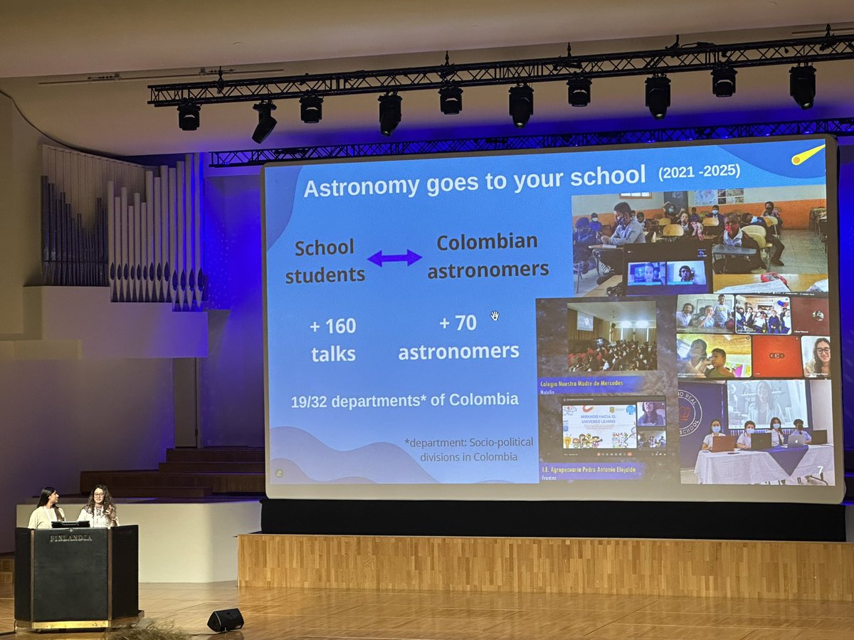 Congratulations to Natalia Oliveros-Gómez and Laura Ramírez-Galeano for leading the RECA education project, bringing astronomy to students across Colombia—recognized today at  #EPSCDPS25