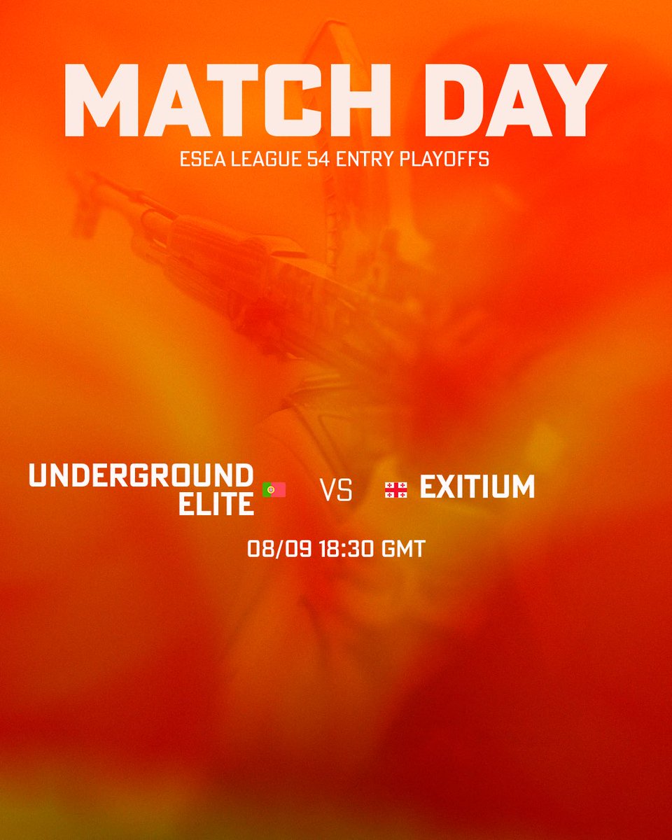 🔥 Estamos de volta para mais um jogo dos playoffs da ESEA ENTRY! 🔥

Hoje enfrentamos os EXITIUM 🇬🇪 da Geórgia!
É hora de lutar com garra e mostrar toda a força da UGE ELITE 🇵🇹!

📅 Dia: 08/09/2025
⏰ Hora: 18:30 GMT
⚔️ Duelo: UGE ELITE 🇵🇹 vs 🇬🇪 EXITIUM

Entramos em cada jogo
