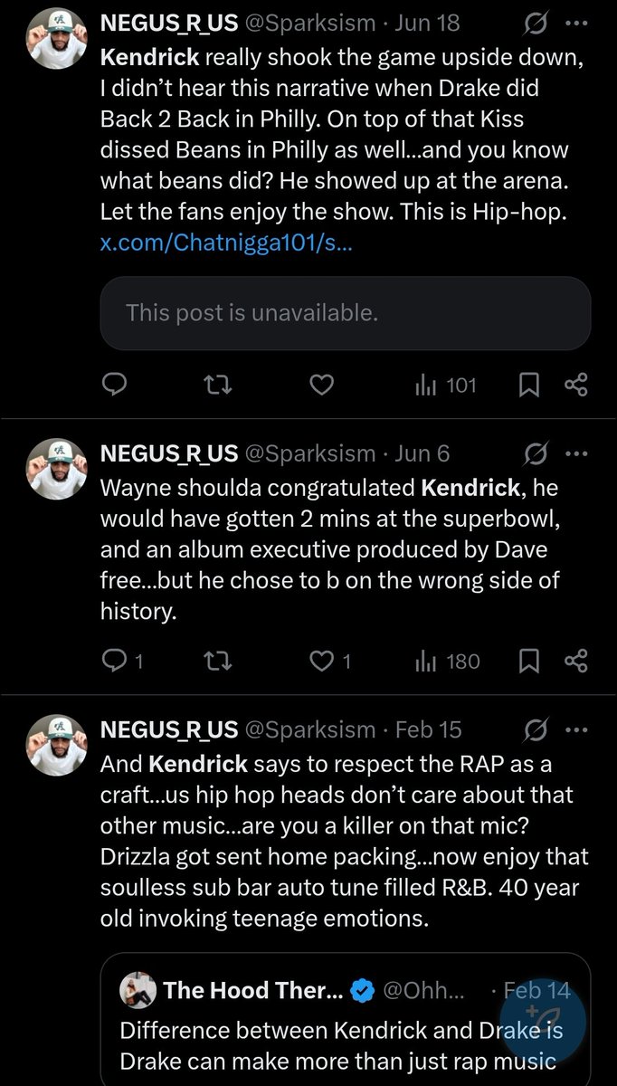 <a href="/Sparksism/">NEGUS_R_US</a> <a href="/WookieeMistake7/">Herbino ⚡️</a> <a href="/TLoveSpeaksss/">Ta’les Love, PhD. 🏁🏁</a> Broke as fck clout chasing off Kendrick...go wipe that Diddy oit off ya knees &amp; stfu!
