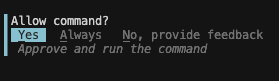 SirusBaladi's tweet photo. @thsottiaux Let me add specific commands to a "safe list". This is the biggest disruptor of my flow right now and the commands it asks for permissions are always the same. @thsottiaux @embirico https://t.co/WkAidzq4vU