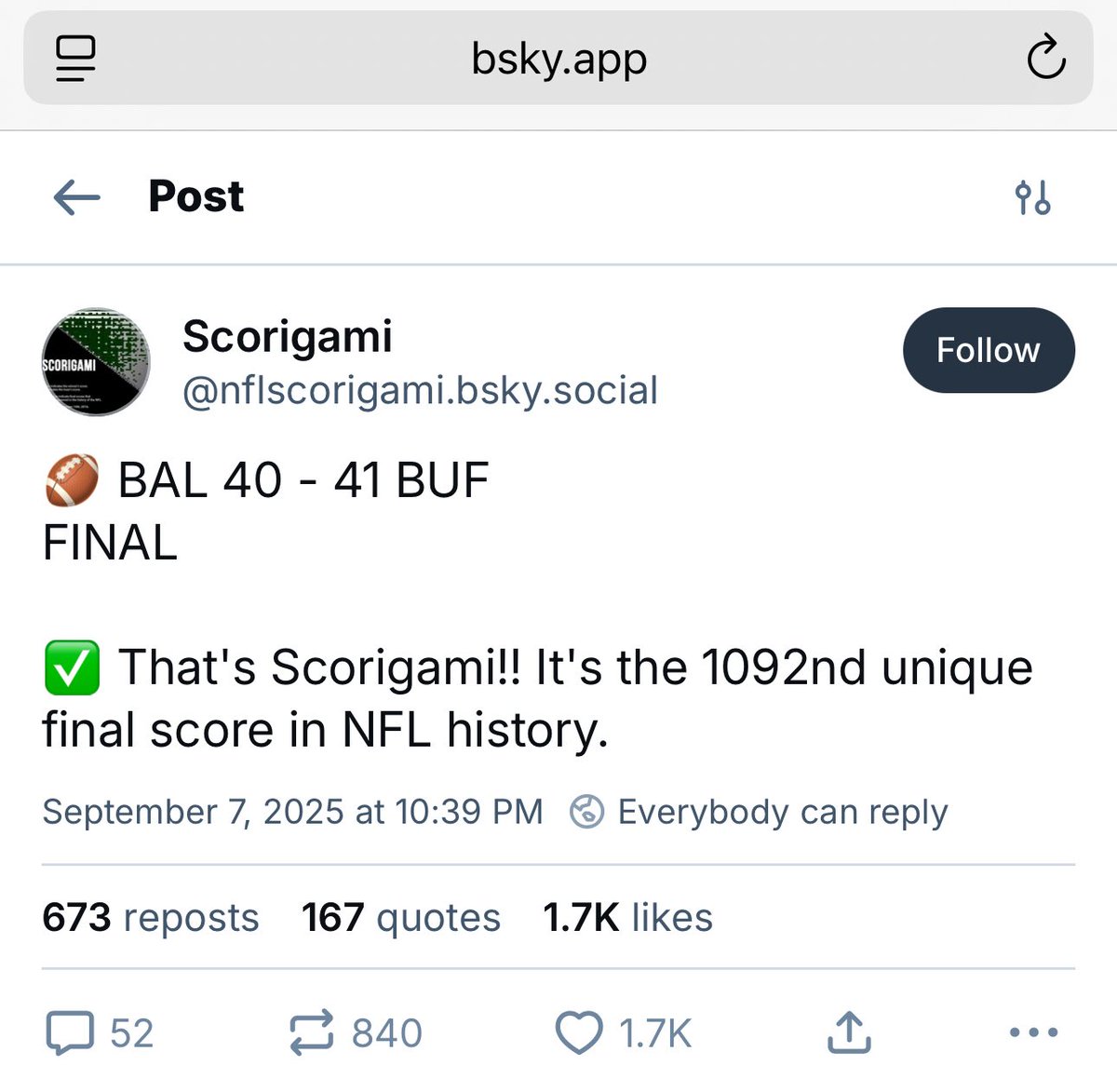 JoblessNFLfan's tweet image. Bluesky has taken Scorigami from us. This has gone too far