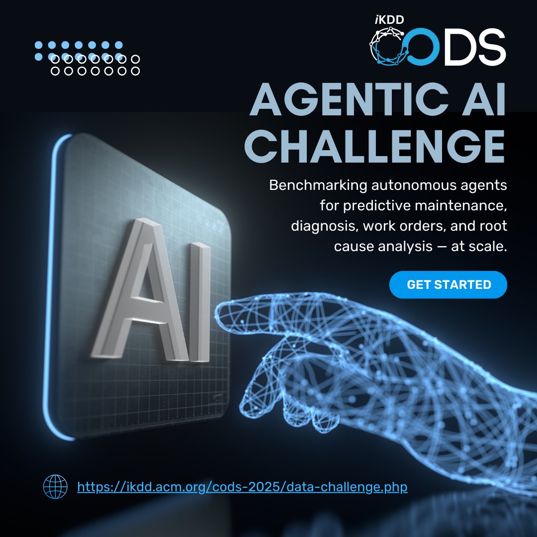 Ready to build the next wave of #AgenticAI?

Join the AssetOpsBench Challenge @ #CODS2025
Design autonomous agents across the industrial pipeline: Sensing → Reasoning → Actuation.

🗓️ Reg. Deadline: Sept 21
🔗ikdd.acm.org/cods-2025/data…

#AI #MultiAgentSystems #MachineLearning