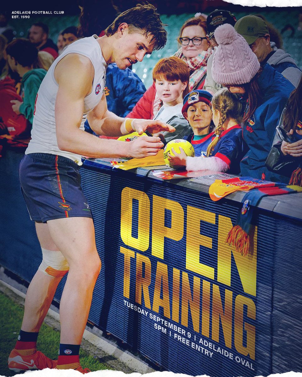 Adelaide_FC's tweet image. We'll see you at our semi-final open training this Tuesday at Adelaide Oval 👋

Gates open from 4.30pm with training kicking off from 5.00pm for approximately 90 minutes.

Entry is free via the south gate, open to all members and fans.