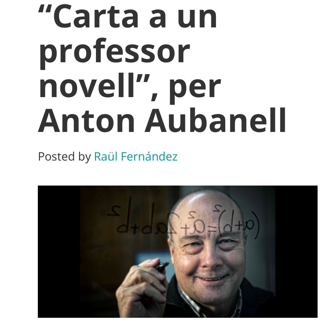 CarlesGranell4's tweet photo. “Ensenyar matemàtiques és una de les aventures més apassionants. Mostra aquest entusiasme, per què s’encomana!”
La “carta a un professor (novell)” de l’@AntonAubanell és la millor lectura abans de començar un nou curs.
🔗 https://t.co/TQ2kXklziD
Bon curs 25-26 a tothom! 🤗 https://t.co/PQxwJBLnS5