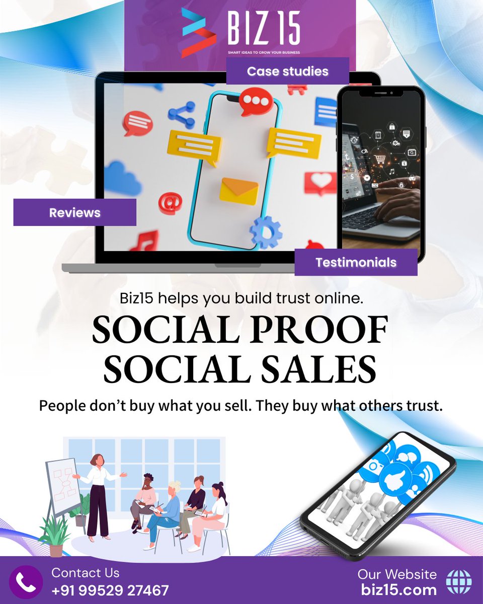 Biz15Digital's tweet photo. Social Proof = Social Sales

👀 People don’t buy what you sell. They buy what others trust.
✅ Reviews
✅ Testimonials
✅ Case studies
🔥 Add these → Conversions skyrocket.
👉 Biz15 helps you build trust online.

📞 Call: 99529 27467 | Visit: https://t.co/j55PIe4k8P

#SocialProof #DigitalMarketing #BizGrowth
