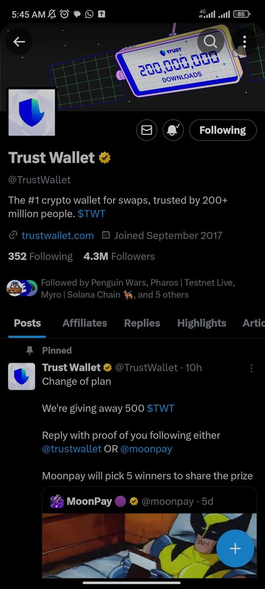 Cryptodesig's tweet photo. @TrustWallet @moonpay Done✅ @moonpay @TrustWallet 🤗 https://t.co/CdIehJAaa5
