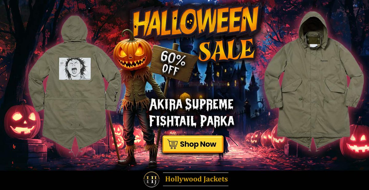 JacketHollywood's tweet image. 🎃 HALLOWEEN SALE IS HERE 🎃
👻 Scary Good Deals You Can’t Miss! 👻
🕷️ Upto 60% OFF on #Supreme #Akira #Fishtail Green/Black Cotton Parka.
🛒 Grab Your Outfit Before It’s Gone!
hjacket.com/product/akira-…
#halloweensale #happyhalloween #hauntedsavings #salealert #limitedoffer