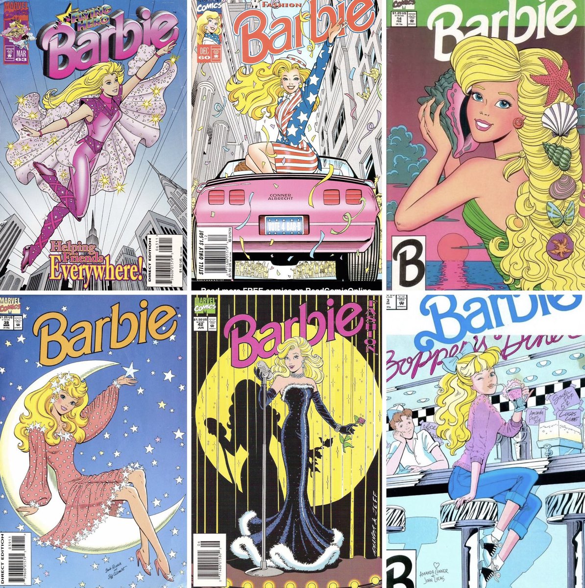 dreamyyarchive's tweet image. 90’s barbie comic book covers