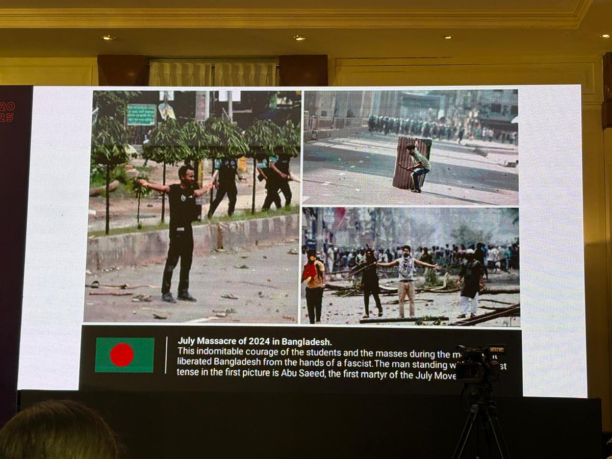 PSIasiapacific's tweet image. Despite being attacked by the police &amp;amp; being injured a few days ago, Bangladesh youth leader Nazmul Hasan joined and spoke at #APRECOn2025. Students &amp;amp; young workers were instrumental in last year's Bangladesh uprising. #UnionPower #workersunite