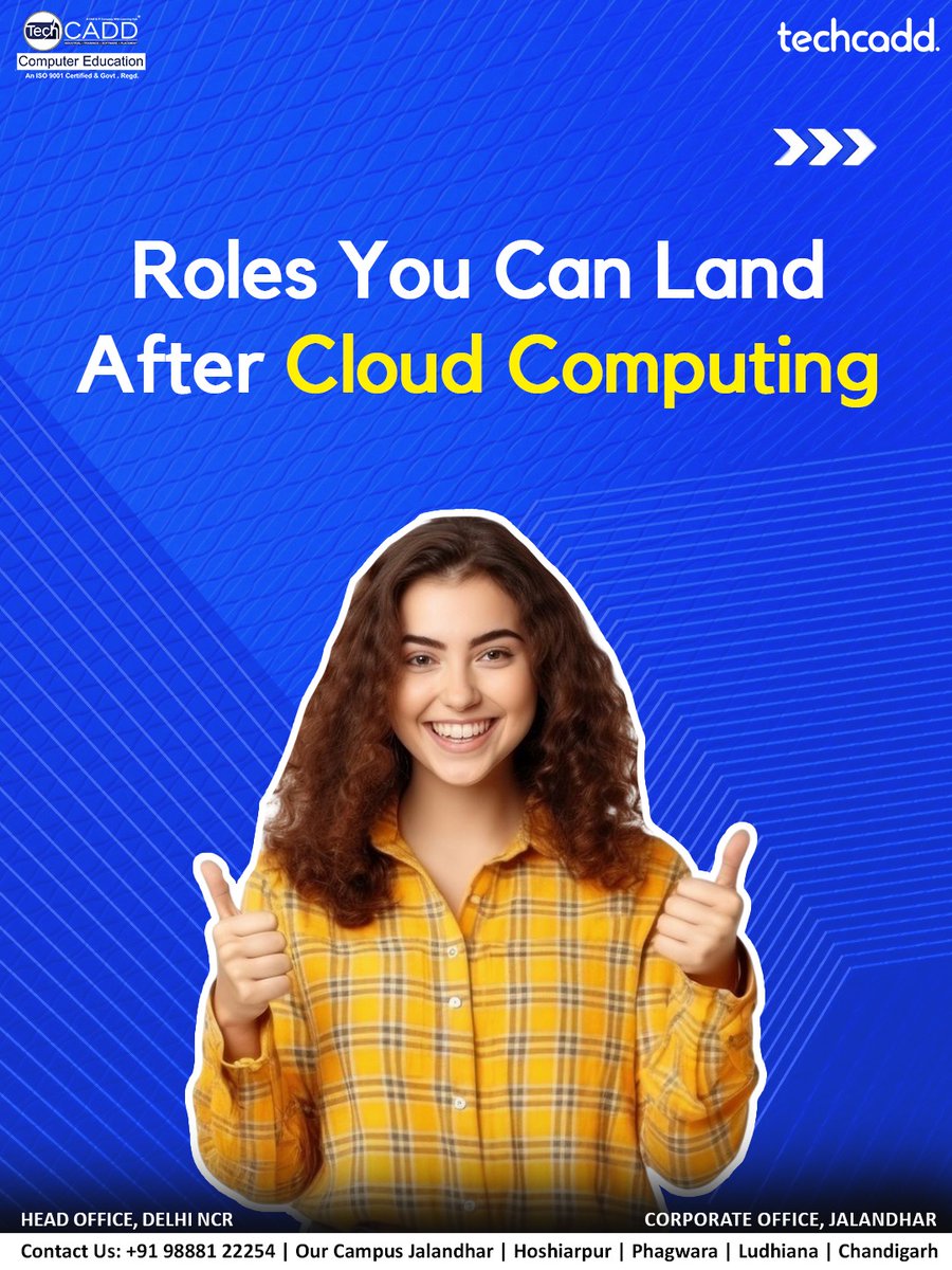 Techcadd_comp's tweet image. Cloud computing course in Jalandhar 
Cloud computing course in Hoshiarpur
Cloud computing course in Phagwara
Cloud computing course in Ludhiana
Cloud computing course in Chandigarh 

 ➡️ Cloud Engineer
 ➡️DevOps
 ➡️Security Analyst
 ➡️SRE
 ➡️IaC Specialist
 ➡️Cloud consultant