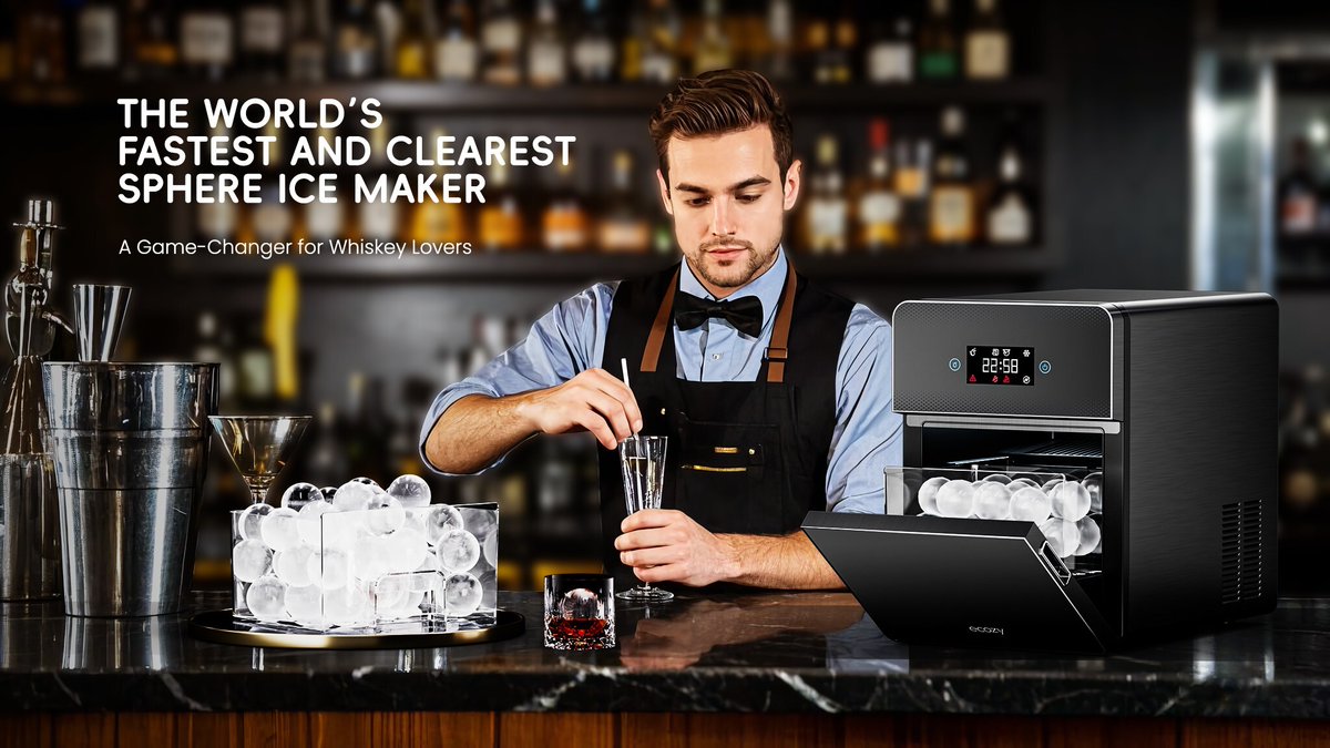 luxurylifestyle's tweet image. ecozy Launches the World's Fastest and Clearest Sphere Ice Maker - A Game-Changer for Whiskey Lovers luxurylifestyle.com/headlines/ecoz… #icemaker #nuggeticemaker #icemachine #kitchenappliance