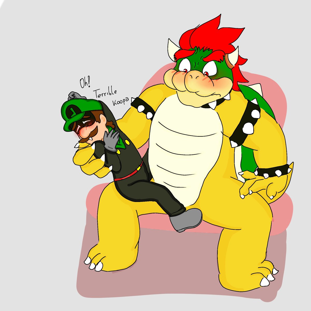 SadlingR's tweet photo. Mr. L is a drama queen and soon Queen Koopa 👀💚❤️

#Bowser #Luigi #bowuigi #Luwser https://t.co/I88H9t3GSE