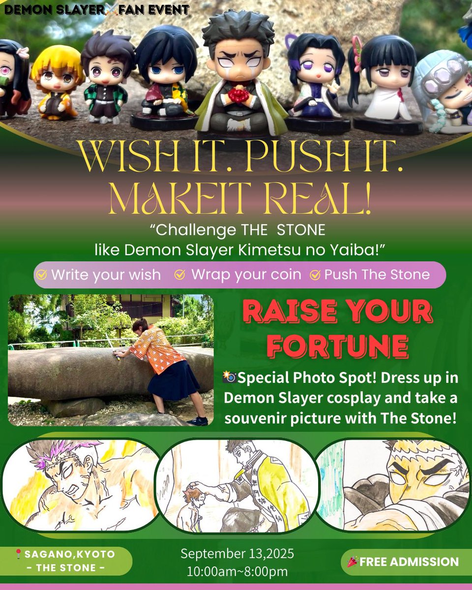 The_Stone_Oishi's tweet photo. The release date of the movie #DemonSlayer in #Brazil 🇧🇷is September 11th!
Today, Demon Slayer fans came to the Stone from Brazil.
A Demon Slayer fan event will be held at #thestone , Sagano,Kyoto on the 13th! Let's all press the Stone to improve our luck!😆
#kyototravel https://t.co/HvCuqmDCur