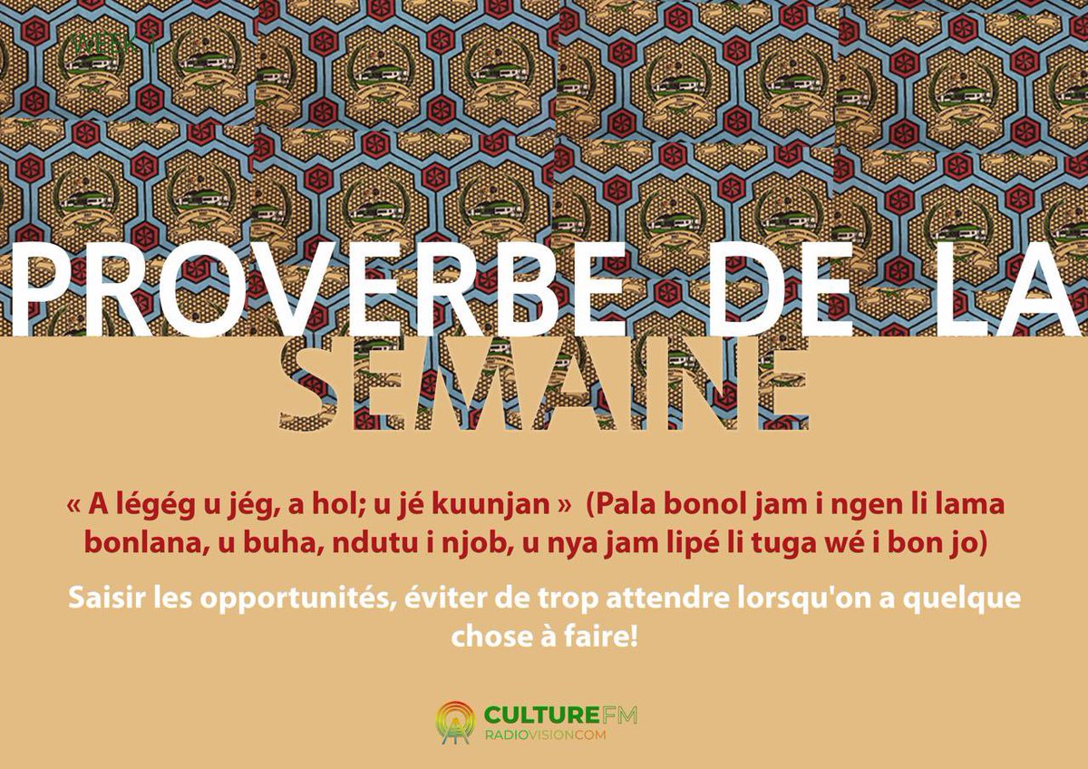 Saisissez les opportunités et ne remettez pas à plus tard ce que vous pouvez faire aujourd'hui !

C'est le message puissant que nous rappelle le proverbe de la semaine. Un appel à l'action pour vous motiver à passer à l'étape suivante.

#Proverbe #Motivation  #Eséka
#CultureFm