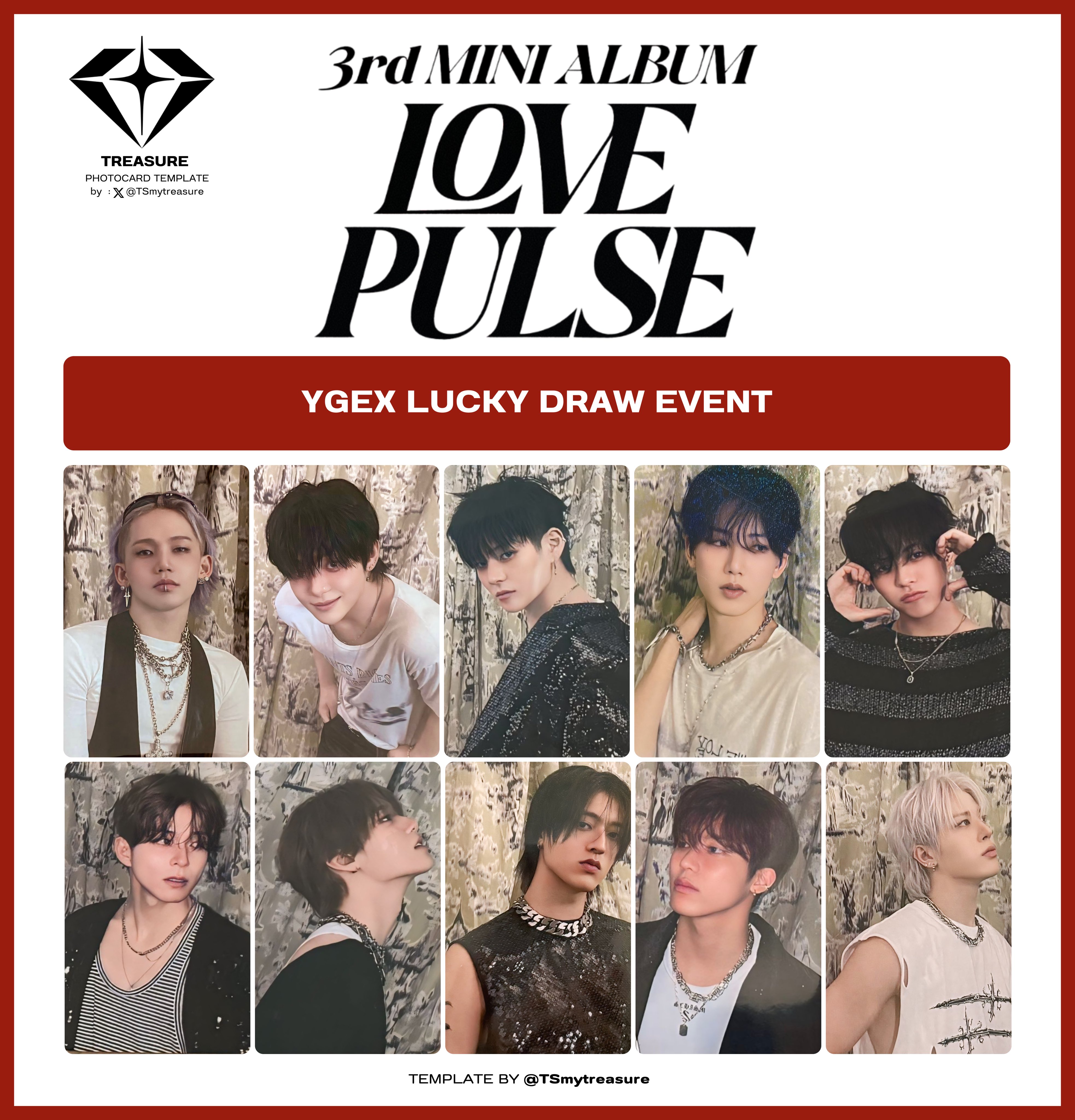 TREASURE LOVE PULSE ポストカード 7枚セット 未使用 TREASURE 韓国サードミニアルバム『LOVE PULSE』限定特典付きで