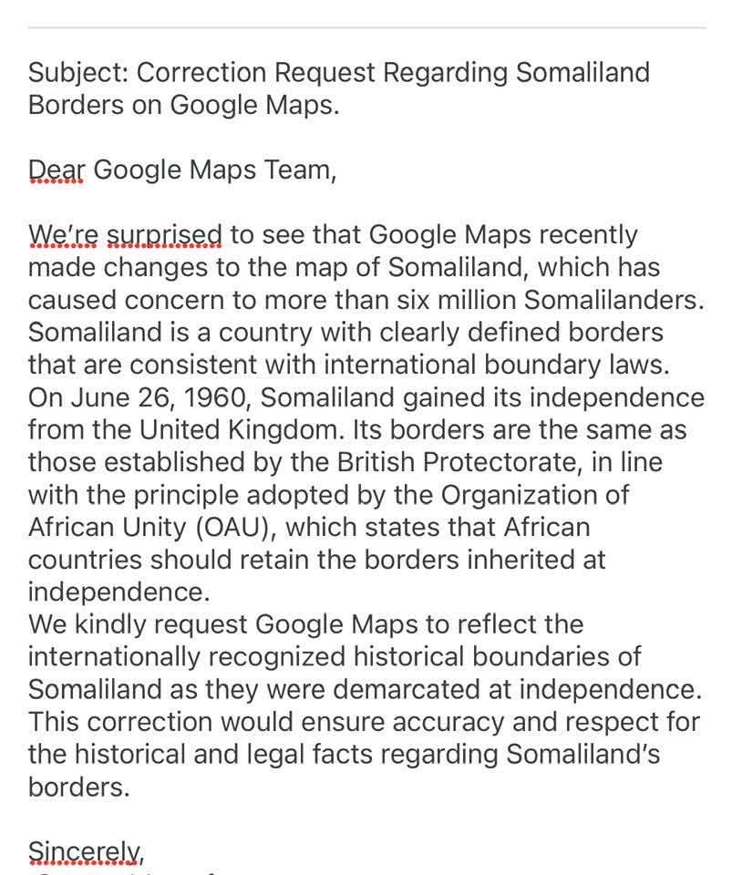 MaxamuudCaliMa3's tweet image. Somaliland and Somalia are two different country si I am very surprised when saw this google map
@Google @googlemaps  please respect international norms either UN and AU CHARTER IN CAIRO DECLARATION 1963 somaliland is not breakaway region or separatist but is sovereignty state.