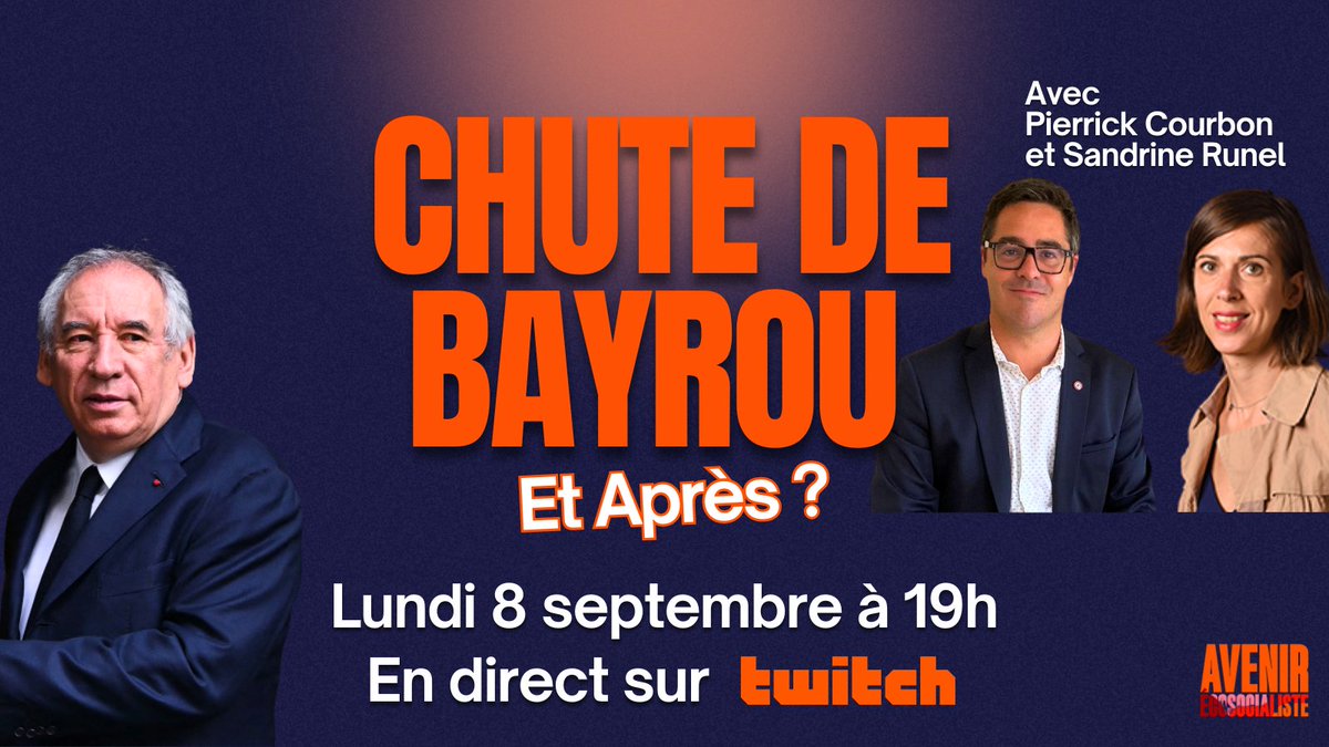 🤔 La gauche peut-elle accéder au pouvoir après la chute de François Bayrou ?

📢 Ce soir à 19h on sera en direct de l'assemblée nationale avec <a href="/pierrickcourbon/">Pierrick Courbon</a> et Sandrine Runel pour en discuter !

Pour regarder cliquez ici 👉 twitch.tv/avenirecosocia…

#confanceBayrou