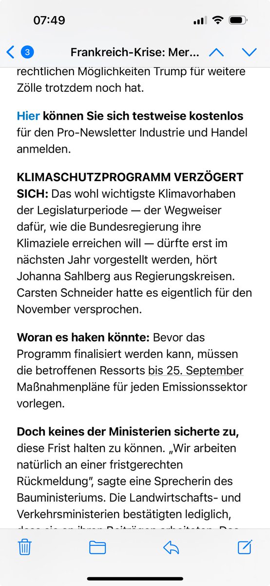 Das Klimaschutzprogramm der Bundesregierung verzögert sich, weil Reiche &amp; Co sich weigern, endlich wirksame Maßnahmen vorzulegen. Große Teile der Bundesregierung haben offenbar immer noch nicht begriffen, dass Klimaschutz alle und nicht nur den Umweltminister angeht.