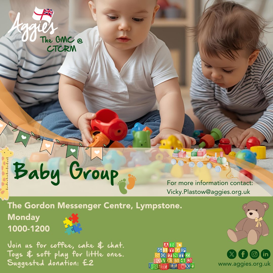 Aggie_Westons's tweet photo. ⭐ What a week coming up with Aggie's CTCRM at The Gordon Messenger Centre! 👀

Join us for Baby Group, Fun at the Fort and Cake @ The Castle! 👶🎲🍰
The team are looking forward to welcoming you 🥰

#GMC #CTCRM #RoyalMarines https://t.co/xWa7U81bAQ