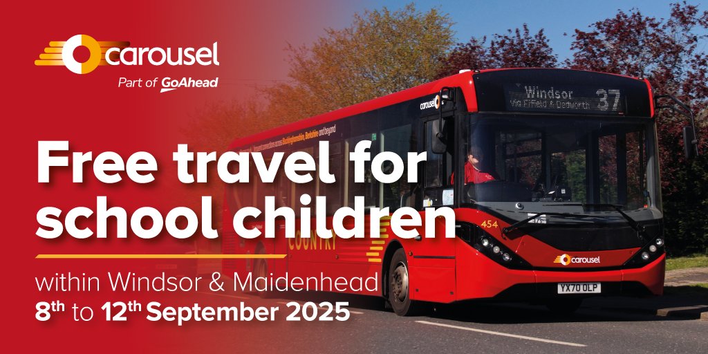 Calling all students in Windsor &amp; Maidenhead! 🚌

Need a ride to school or after-school activities? 

Students aged 5–16 can travel for FREE on our buses from today, to Friday, September 12th. No ticket required—just hop on board and enjoy the ride!

Find out more 👉