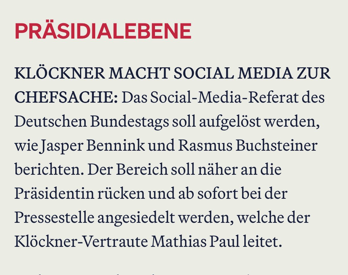 Rasmus Buchsteiner (@r_buchsteiner) on Twitter photo Was Julia Klöckner jetzt beim Social-Media-Auftritt des #Bundestag|s ändern will - heute im #BerlinPlaybook <a href="/jaspbennink/">Jasper Bennink</a> <a href="/POLITICOEurope/">POLITICOEurope</a> politico.eu/newsletter/ber… Was Julia Klöckner jetzt beim Social-Media-Auftritt des #Bundestag|s ändern will - heute im #BerlinPlaybook <a href="/jaspbennink/">Jasper Bennink</a> <a href="/POLITICOEurope/">POLITICOEurope</a> politico.eu/newsletter/ber…