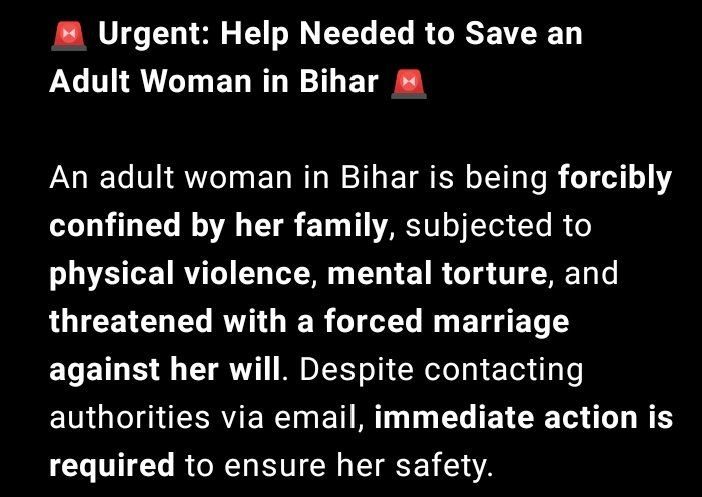ConcernedC42181's tweet photo. @ShilpiSinghBihar @BhoomikaVihar @LoveCommandos @BandhanTod @ParchamIndia @AppanSamachar @IndiaToday @timesofindia @UNICEFIndia @zoo_bear @LegalAdviceIndia — please amplify this message and help bring urgent attention to her plight.

#ForcedMarriage #Bihar #Help #SaveHerLife https://t.co/OdlXFwoxeA