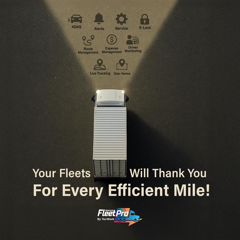 TecworkGlobal's tweet image. 🚚 Your fleets will thank you for every efficient mile. 
Smarter routes. Safer drives. Higher savings. 
👉 Discover FleetPro today!

#fleettracking #fuelmonitoring #fleetmanagement #gpstracking #machinelearning #realtimesolutions #technology