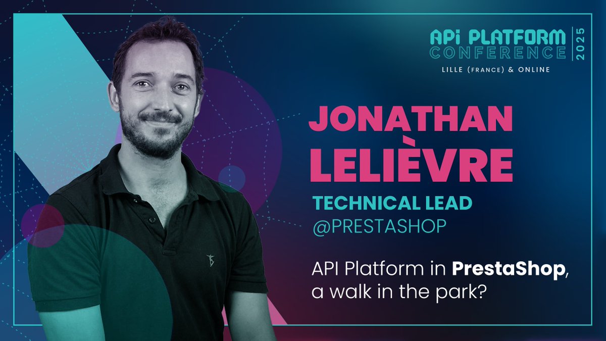 The #APIPlatformCon starts next week and we're excited to welcome <a href="/PrestaShop/">PrestaShop</a> Core Team Lead Jonathan Lelièvre! He’ll share how PrestaShop 9 built its new API with API Platform and CQRS. Don’t miss: api-platform.com/con/2025/