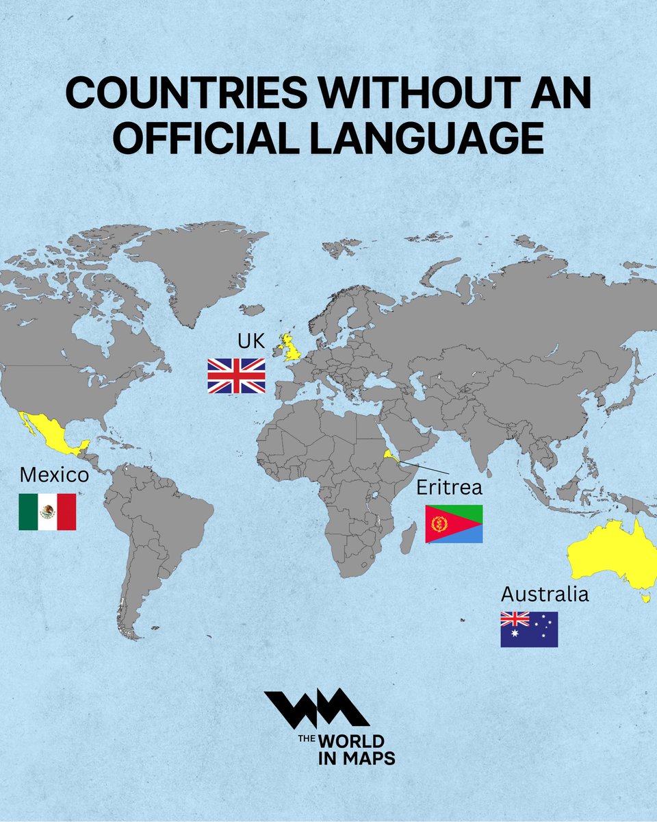 4 states don’t have a legally declared official language, even though some languages clearly dominate daily life.