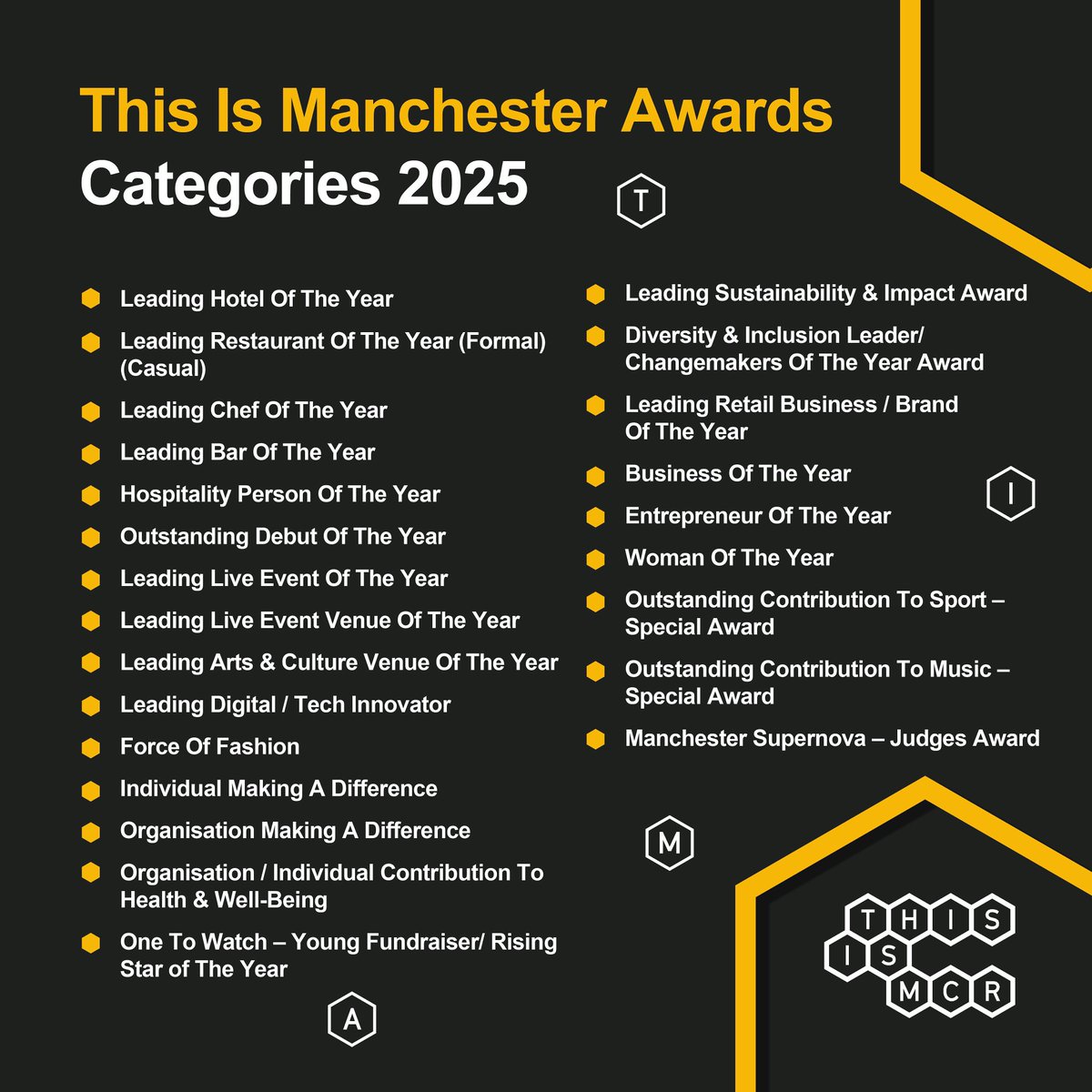 📢 Manchester - It’s time! We are getting ready to hand out some very 🆒 awards on 6th November. But first, this is your final call, nominations close at midnight tonight.

Don’t miss the chance to shine a spotlight on the incredible people and businesses that make Manchester