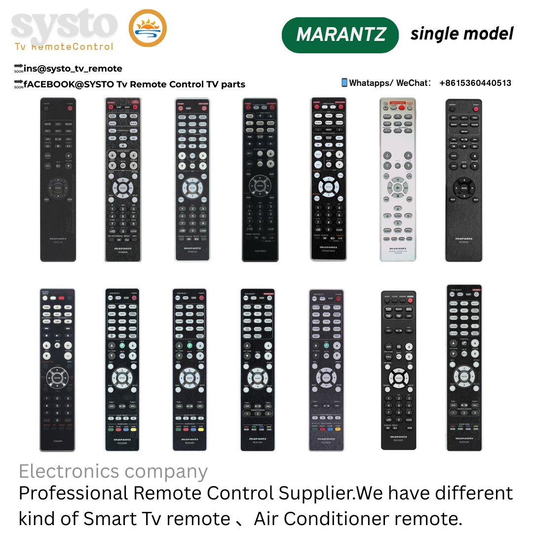 SystoRemote's tweet image. Support customization👇MARANTZ Single model👇
Multiple models are available for selection.More models can be customized.

🔗systo.hk
🔗linktr.ee/SystoOfficial
📱WhatsApp/WeChat：8615360440513

#tv #tvremotecontrol #tvremote #customized