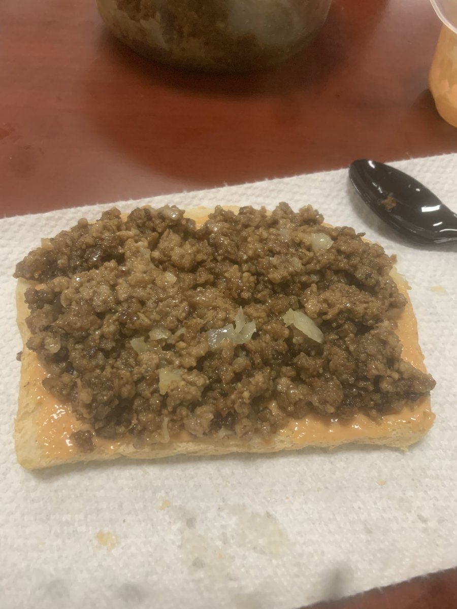 JuneperBug's tweet image. Chopped cheese on toast cuz I ran out of bread 👨‍🍳