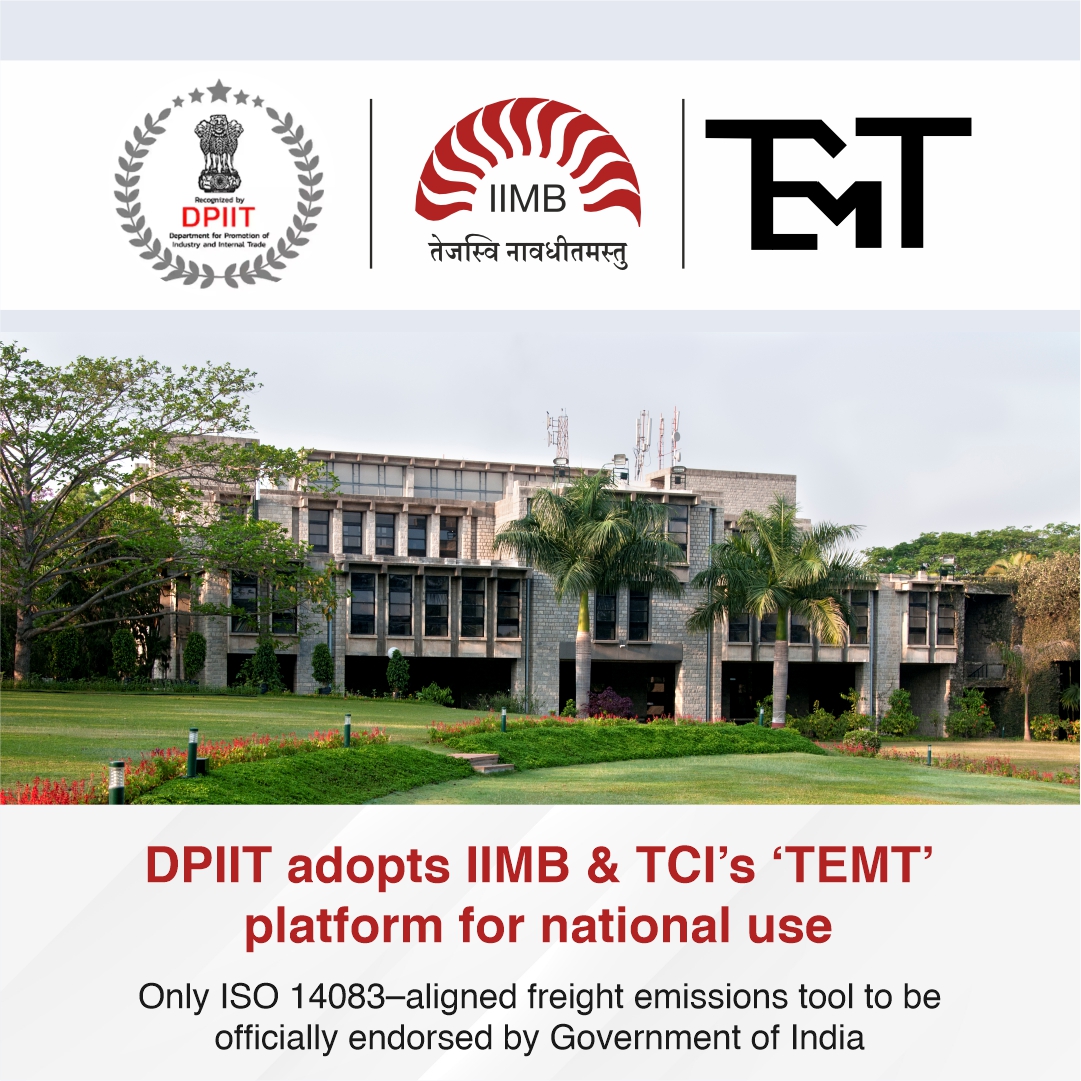 iimb_official's tweet image. The Department for Promotion of Industry and Internal Trade (#DPIIT), Ministry of Commerce and Industry, has formally adopted the Transportation Emissions Measurement Tool (#TEMT) developed by the TCI-IIMB Supply Chain Sustainability Lab at #IIMB. 
🔗Read: iimb.ac.in/node/14281