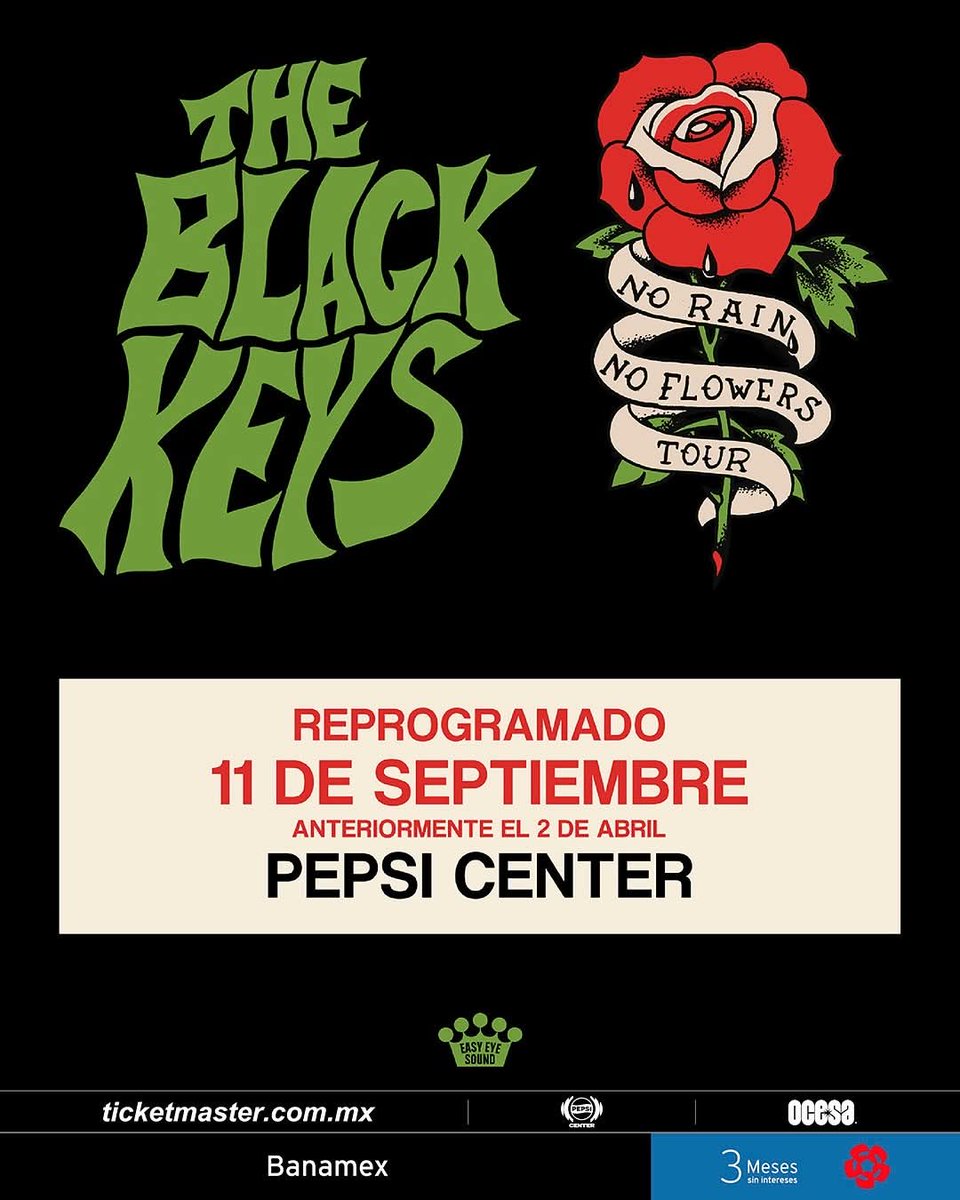 Los riffs más potentes llegan a la capital 🎸
The Black Keys se apoderan del Pepsi Center este 11 de septiembre con una descarga brutal de garage rock.
🎟 Boletos ya en Ticketmaster.