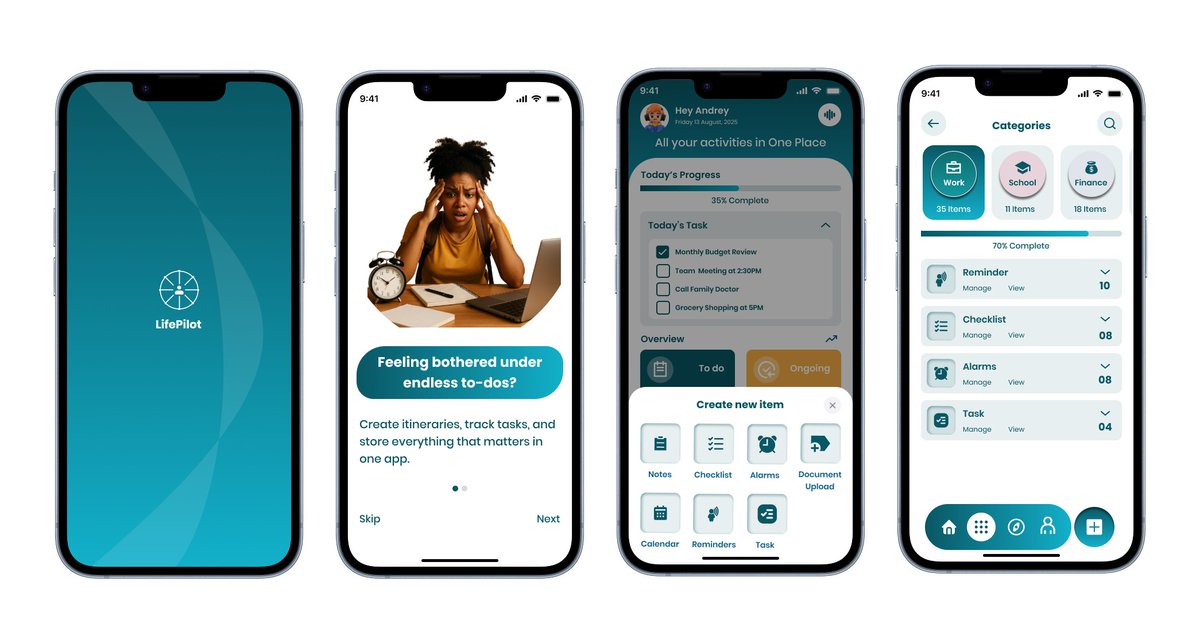 muyijazz's tweet photo. Just wrapped up a new Life Management app 🚀
Designed to help users balance goals, routines &amp; productivity in one place.
Sharing some snapshots of the design journey below 👇
#MondayMotivation #UIDesign #UXDesign #LifePilot https://t.co/8zo76PA8gI