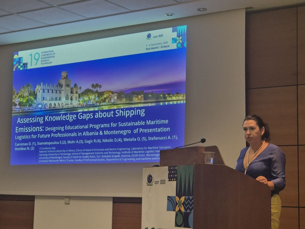 🌍At #CEST2025, Eirini Stamatopoulou presented the paper “Assessing Knowledge Gaps about Shipping Emissions: Designing Educational Programs for Sustainable Maritime Logistics for Future Professionals in Albania &amp; Montenegro.”Education is key for a sustainable maritime future. ⚓