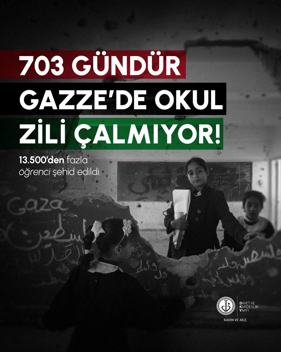 Gazze’de 703 gündür okul zili değil, bomba sesleri yükseliyor…

#GazzedeÇocuklarÖlüyor #OkullarAçıldı