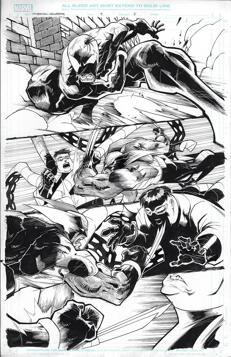 Spiderman &amp; Wolverine #4. Page 6, the original inked art.

#originalart #originalartwork #spiderman #wolverine #marvelcomics
