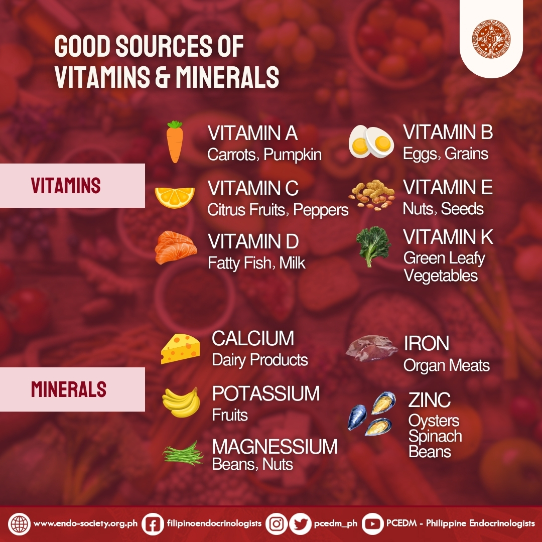 pcedm_ph's tweet image. Fuel your body with the right nutrients!

Here’s your quick guide kung saan makukuha ang essential vitamins &amp;amp; minerals for a healthy body. 

READ HERE: drive.google.com/file/d/1Bo2XOo…

Follow PCEDM for more health-related contents. 

#EatSmart 
#PCEDM