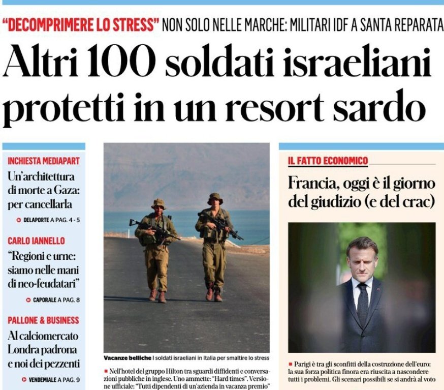 Giorgia #Meloni: “Siamo il primo paese non musulmano al mondo per evacuazioni sanitarie da #Gaza. Dopo tutto ha ragione: rigeneriamo mentalmente e psicologicamente i nazisti israeliani dell'IDF sotto stress, per farli tornare freschi e riposati a sterminare i bambini palestinesi.